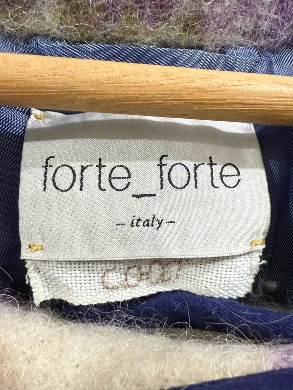 forte_forte Plaid Wool-Blend Pea Coat in Blue, Olive & Cream - Picture 4 of 11